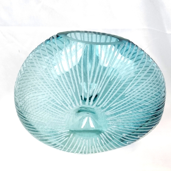 Source Unknown Other - Unique blue asymmetrical sunburst vase